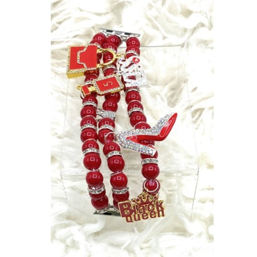 Black Queen Red Beads Apple Watch Charm Band